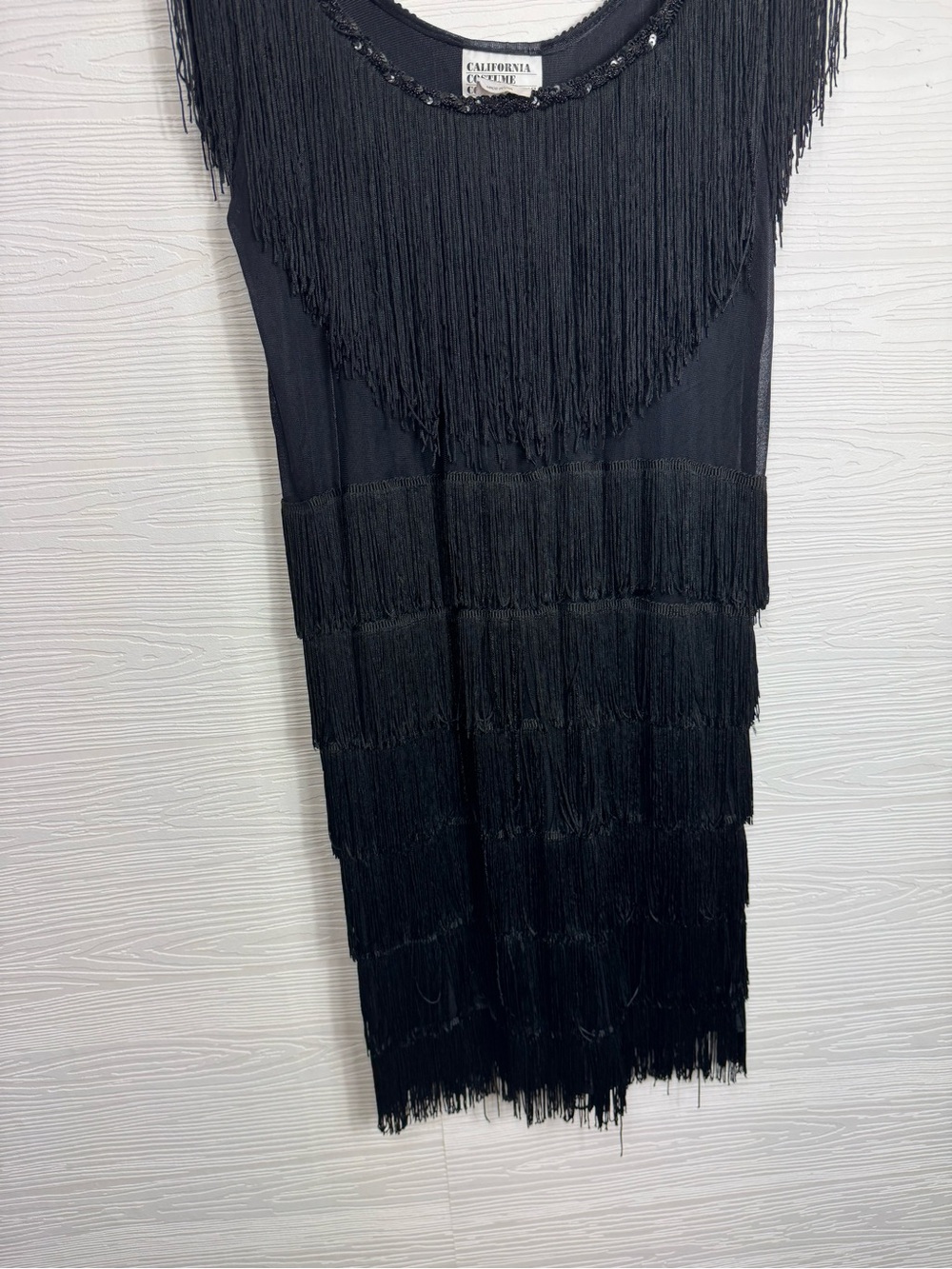 Black Fringe Sheath Dress - Women's Flapper Costume Dress XL - Picture 5 of 8